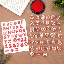 39pcs/Set Alphabet Stamp With Red Ink Pad For DIY Scrapbooking Craft Card Making