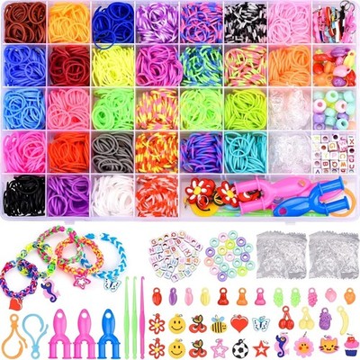 2500+ Loom Bänder Set für Kinder, 32 Farben DIY Gummibänder mit Perlen Haken Cha