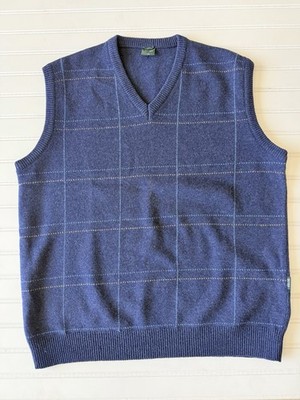 Boss Hugo Boss Wool Golf Sweater Vest L Blue Made In Italy