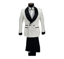 Men's Cream Sparkle 2 Piece Peak Lapel Sim Fit Tuxedo Bow Tie Included 