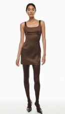Aritzia Wilfred Shine Satin Mini Dress In Cocoa Bean Size 2