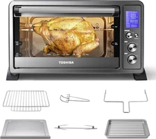TOSHIBA AC25CEW-BS Large 6-Slice Convection Toaster Oven Countertop, 10-In-One w