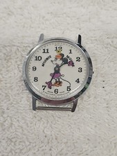 Vintage Mechanical Wind Pie Eye Minnie Mouse Watch Walt Disney Prod Swiss Broke
