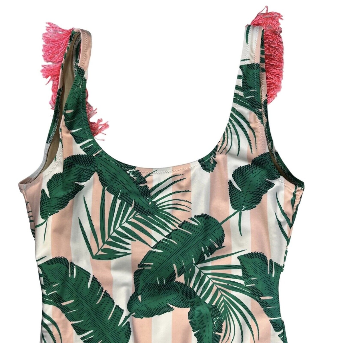 Shade Critters One Piece Swim Suit Size 10 Green Pink Palms Fringe Pool Summer View 3