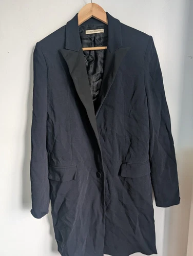 Cappotto leggero vintage Balenciaga blu con colletto taglia 38 (Hin24)