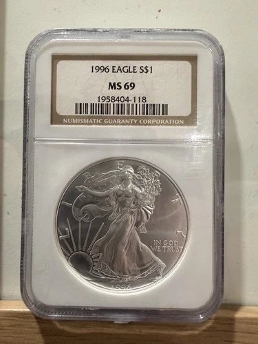 1996 Silver Eagle NGC MS69 KEY DATE Low Mintage American Silver Eagle