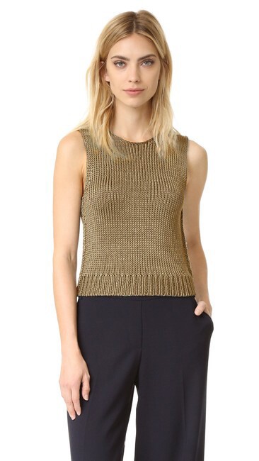 $575 Authentic Rare HELMUT LANG Women's Thyme Cropped Silk Shell Tank Top/Cami