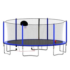 16FT Trampoline with Basketball Hoop Inner Safety Enclosure Soccer Goal for Kids