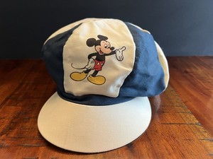 Walt Disney Productions Mickey Mouse Gatsby Newsboy Cap Hat Blue Beige Vintage
