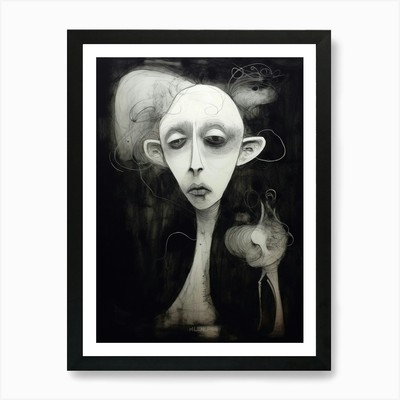 Swirl Line Zeichnung von zwei Gesichtern Bla gerahmtes Wandbild Poster Leinwanddruck Bild