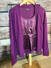 Apt. 9 Faux Attached Jacket Purple Sparkle Petite Medium Top