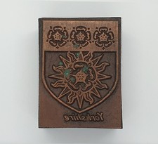 Vintage Copper Printing Block Yorkshire Coat of Arms