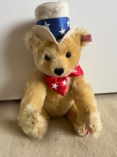 Steiff 667183 First American 15 in Teddy Bear Hat Flag Limited Ed 2003-Growler