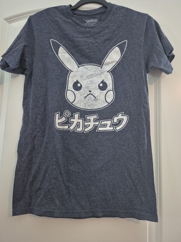 Pokemon Angry Pikachu Face Graphic Blue T-Shirt Men Size Small - Picture 3 of 5