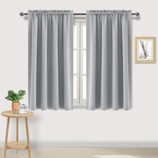 DWCN Blackout Curtains 52x54 Thermal Insulated Room Darkening Silver Grey 2-Pane