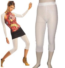 Lot of 14 Leggings WHITE 11-Child M  3-Child L Dance Costume Mesh Fishnet Capri