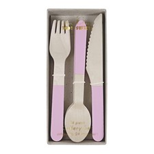 Meri Pink Wooden Cutlery Set