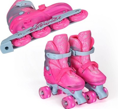 Barbie Logo Girls 2-in-1 Light-Up Inline Roller Blades & Roller Skates Size 3-6