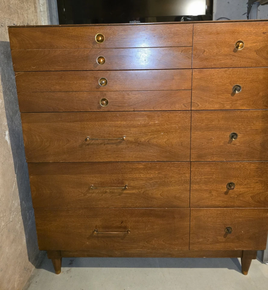 MCM Walnut Dresser Set by Basic-Witz Furn. Indus. - Image 2 of 4