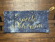 Pottery Barn Harry Potter EXPECTO PATRONUM Lumbar Pillow Blue w/Gold New!