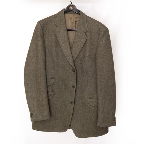 Magee, Vintage Magee Tailored Pure Wool Herringbone Blazer Dark Olive Brown 44”