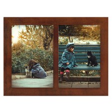, 4x6 Double Picture Frame, Displays Two 4x6 Photos Brown 