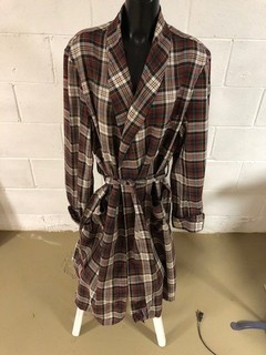 Vintage 1960's Brooks Brothers Mens Plaid Flannel Robe cotton & Wool L