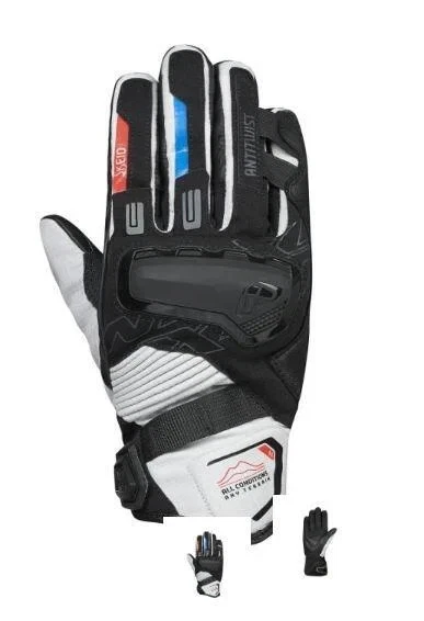 Ixon Short Cuff Motorcycle Waterproof Gloves MS Skeid Black Grey Ripstop