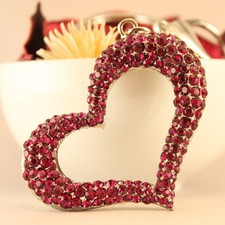 Valentines Hearts Hot Pink Keychain Love Crystal Charm Cute Gift Present 01027