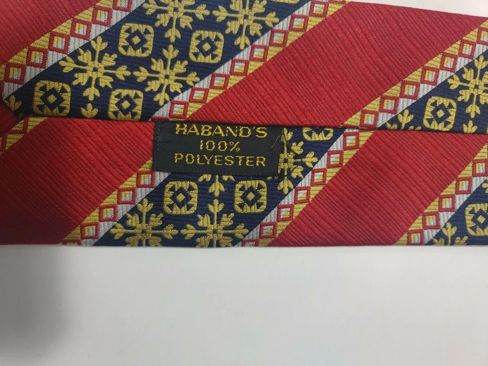 Винтажный 40-х 50-х 60-х 70-х полиэстер мужской галстук haband красный синий золотой - Изображение 2 из 3