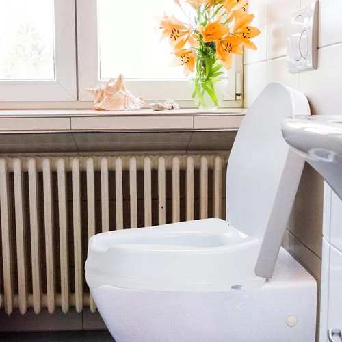 Toilettensitzerhöhung 10 cm mit Deckel WC Sitz Erhöhung rutschfest Medical Weiß - Bild 2 von 9