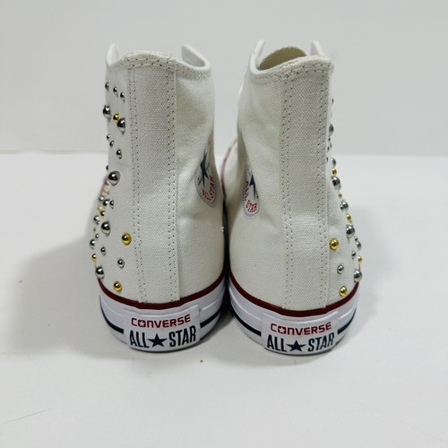 Converse Women Chuck Taylor All Star Hi Top Sneaker Gold silver Studs Sz 9 NWOB - Picture 8 of 10