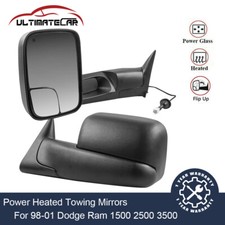 Pair Black Power Heated Tow Mirrors For 98-2001 Dodge Ram 1500 98-2002 2500 3500 Pair Black Power Heated Tow Mirrors For 98-2001 Dodge Ram 1500 98-2002 2500 3500