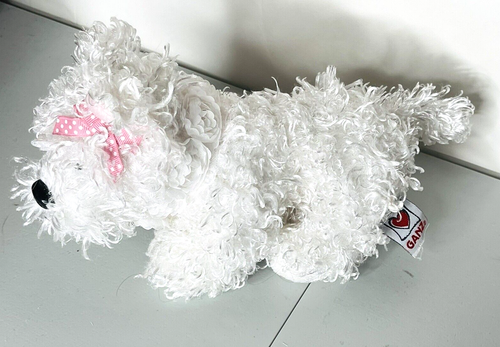 Ganz White Terrier Puppy Dog Webkinz Lil Kinz No Code Stuffed Animal 9" Long Bow - Picture 6 of 10