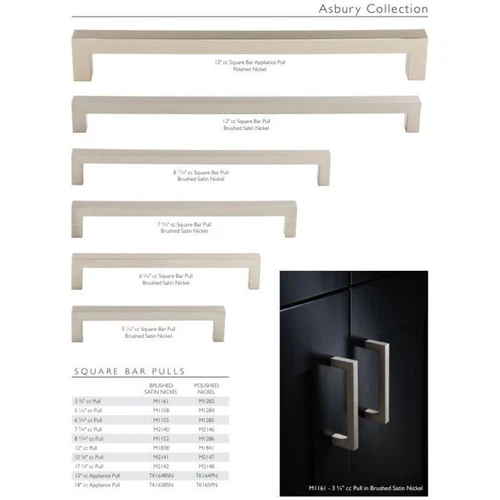 Top Knobs M1155 Asbury Collection 6-5/16 in. (160mm) Square Bar Pull - Picture 2 of 2