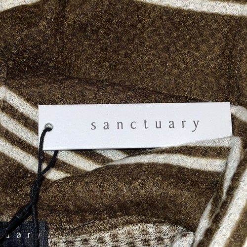NWT Sanctuary Klara Waffle Knit Top Cowl Neck Women Size XXL Brown Striped Shirt - Picture 8 of 11