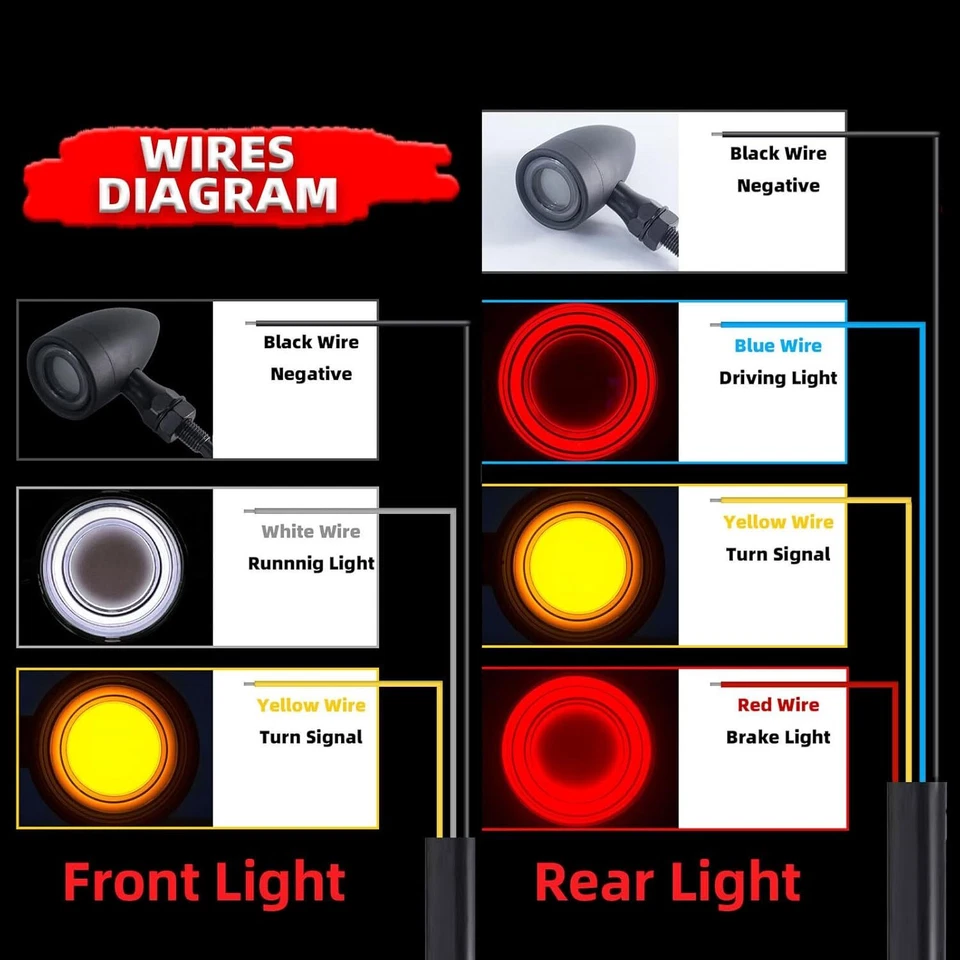 4 señales de giro LED DRL indicadores intermitentes de freno para Kawasaki Vulcan S 650 900 Foto 3 de 4