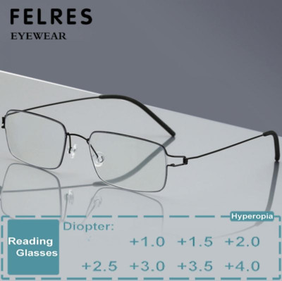 Metal Square Screwless Reading Glasses Men Women Lightweight Presbyopic Readers