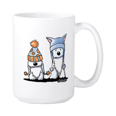CafePress Kiniart Winter Westies Large Mug (1423468853)