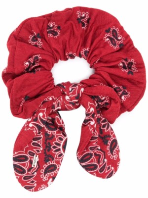 Tie Scrunchie With Bandana NWT Saint Laurent YSL Red Bandana Print