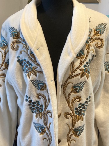 Bob Mackie Cottage Chic Granny Core Floral Art to Wear Embroidered Women Size M - Picture 3 of 6