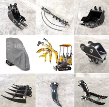 Attachments Mini Excavator : Grabber, Ripper, Rake, Auger, Bucket