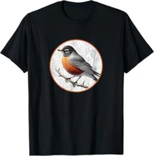 American Robin T-Shirt Retro Bird Tee Design *NEW 10 Colors by Bird.Fan