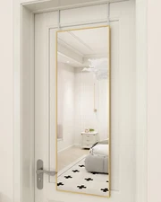 BEAUTYPEAK 16" X 50" Adjustable Height over the Door Mirror, Full Length Hanging