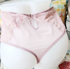 Victorias Secret L Mauve  pink Shine High Waist Thong Panty vintage Rare