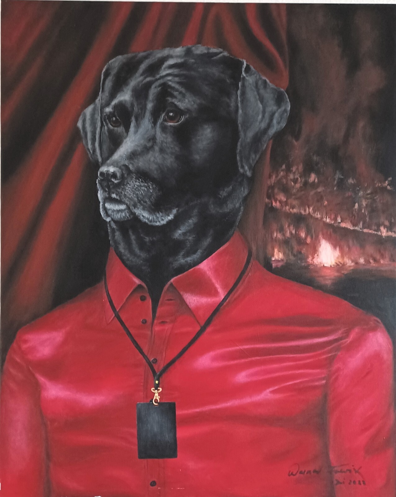 Original Gemälde Labrador, aus Atelier des Künstlers Titus Schwan. Acrylfarben