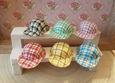 4 BASEBALL CAPS checked HATS modern golf 1:12th scale dolls house UH10