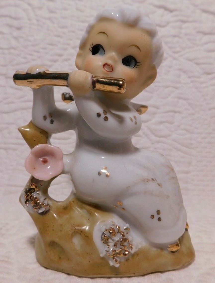 6 Vintage 1960's Enesco Imports ANGEL w/ MUSICAL INSTURAMENT Christmas