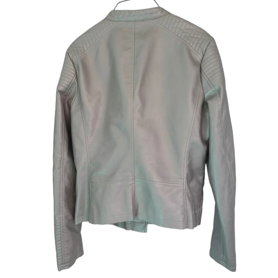 Silver Metallic Moto Biker Vegan Leather Jacket by a.n.a M - Image 3 of 3