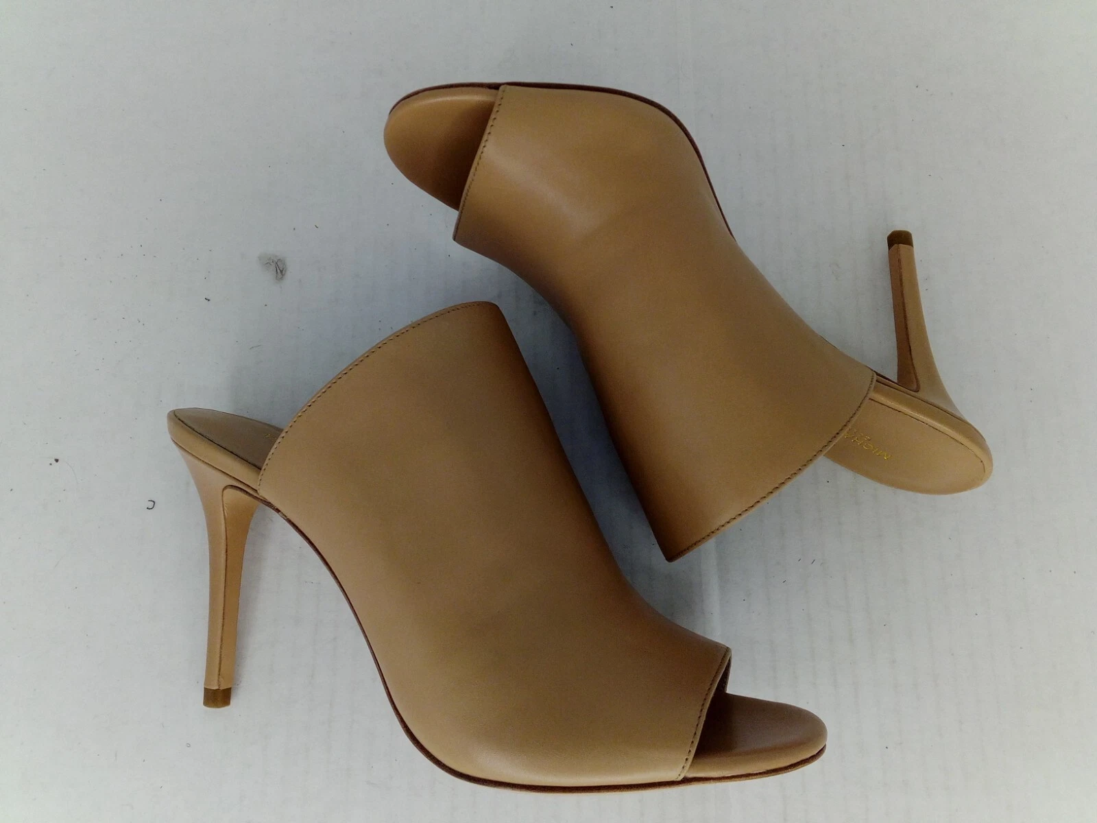 Michael Kors Burnett Tacchi a Mulo in Pelle Toffee Beige Taglia 37 (US 7)